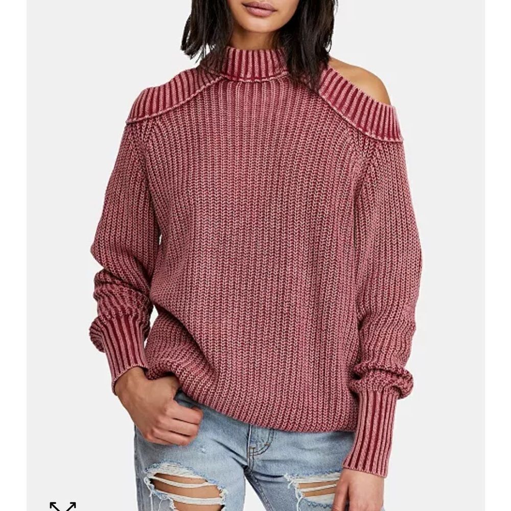 Free People Half Moon Bay Pink Pullover Sweater S